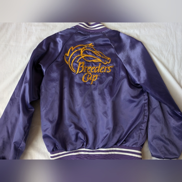 Vintage 1988 Breeders Cup Horse Racing Satin Bomber Jacket Size Men Medium - Picture 8 of 16